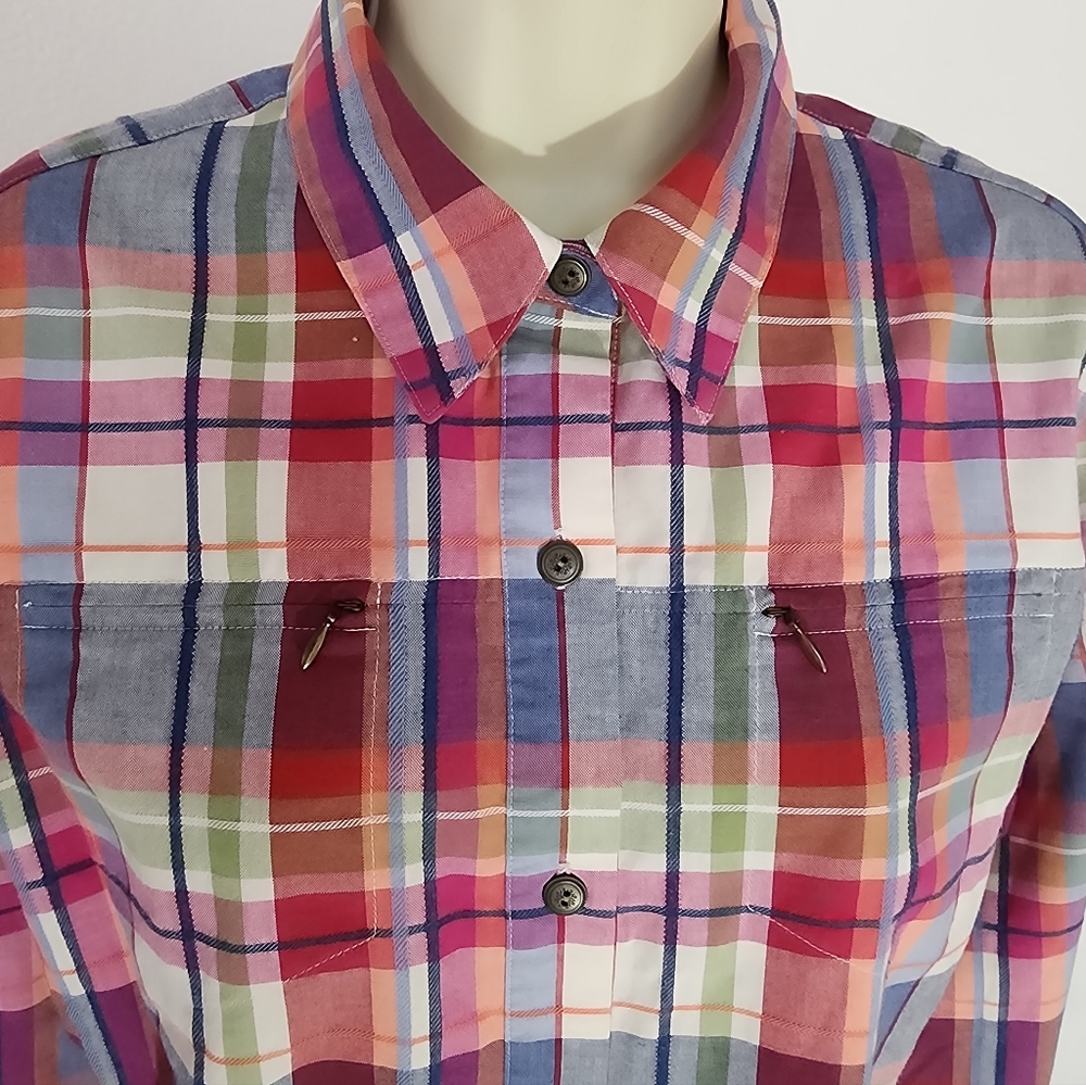 Alfred Dunner Shirt Plaid Cotton Blend Button Up Red Size 10 - Picture 6 of 15